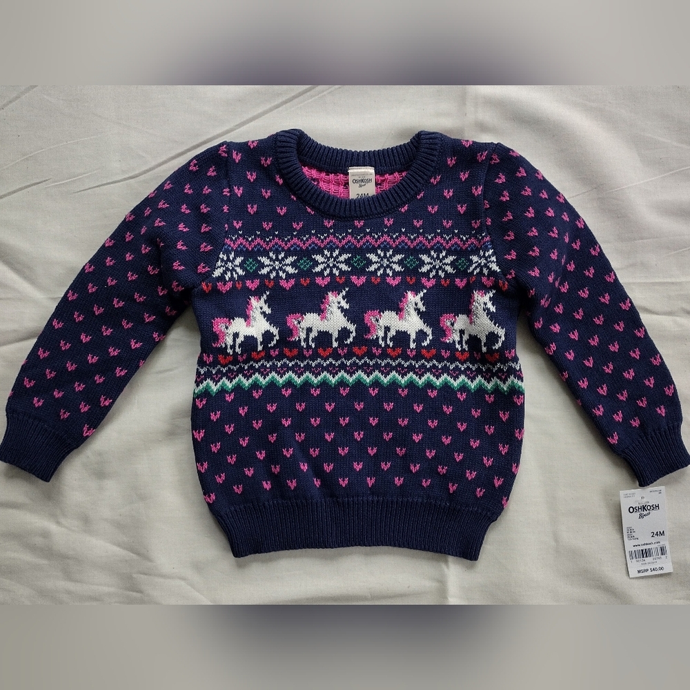 OshKosh B'gosh Unicorns Snowflakes Hearts Sweater 24months